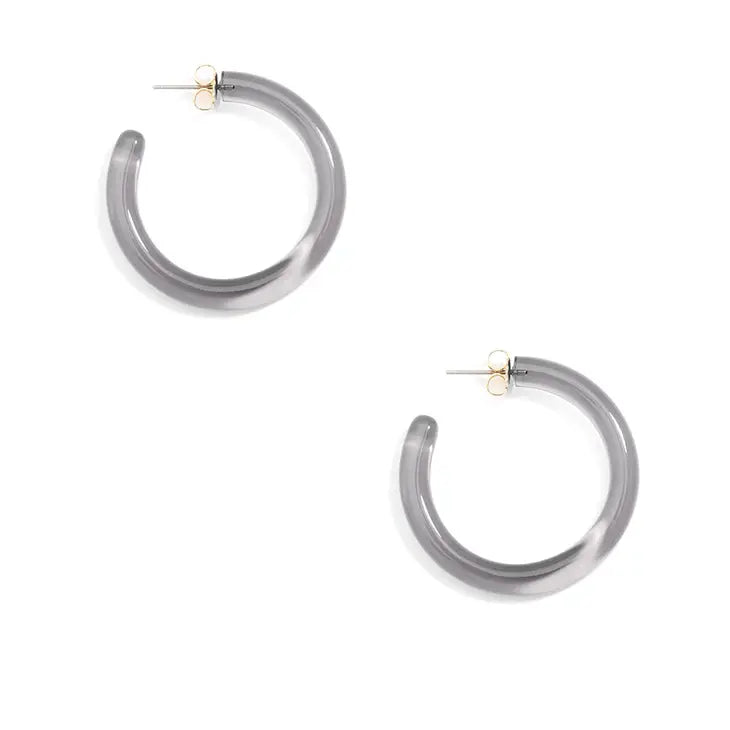 Zenzii Black Classic Lucite Hoop Earring