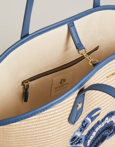 Spartina Straw Beach Tote Blue Crab