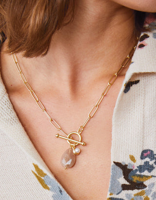 Suzy Toggle Necklace 18" Blush