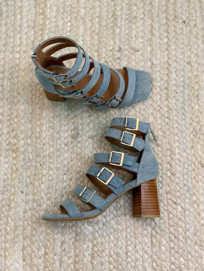 Corkys Denim Buckle Down Heel