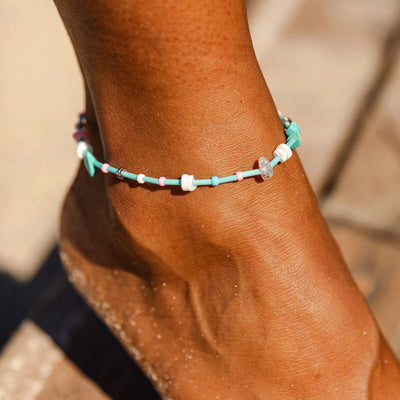 Pura Vida Mixed Gemstone Chip Anklet