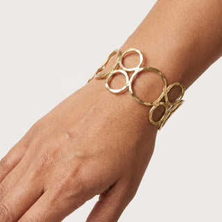 Gold Plated Adjustable Cuff Bracelet - Open Circles