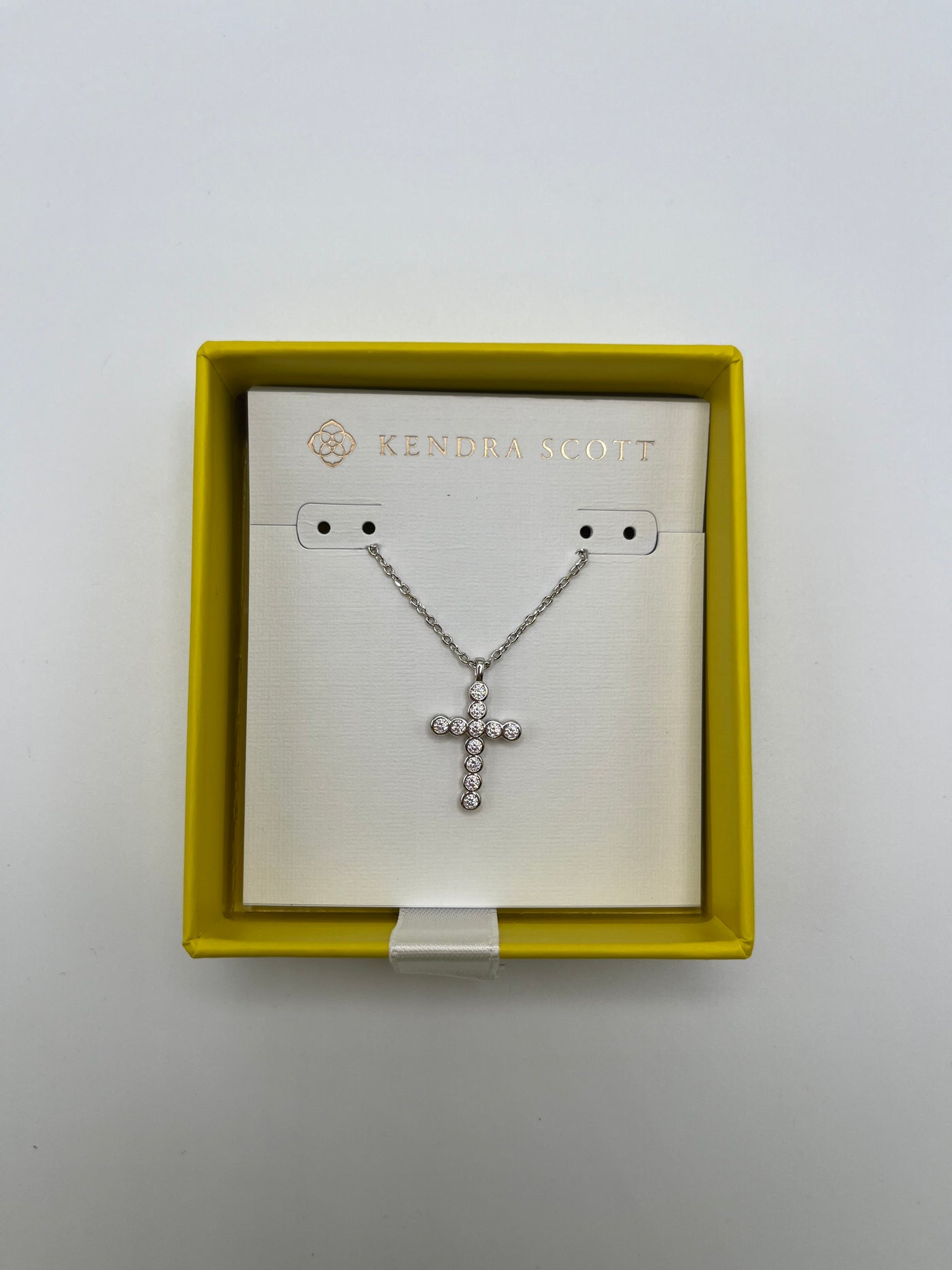 Kendra Scott Boxed Cross Crystal Silver Necklace