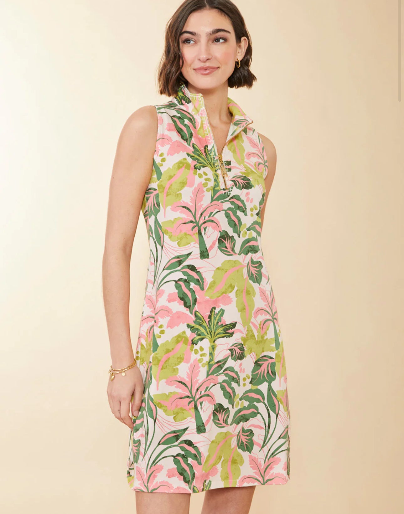 Spartina Serena Half-Zip Clara Palm Paradise Dress