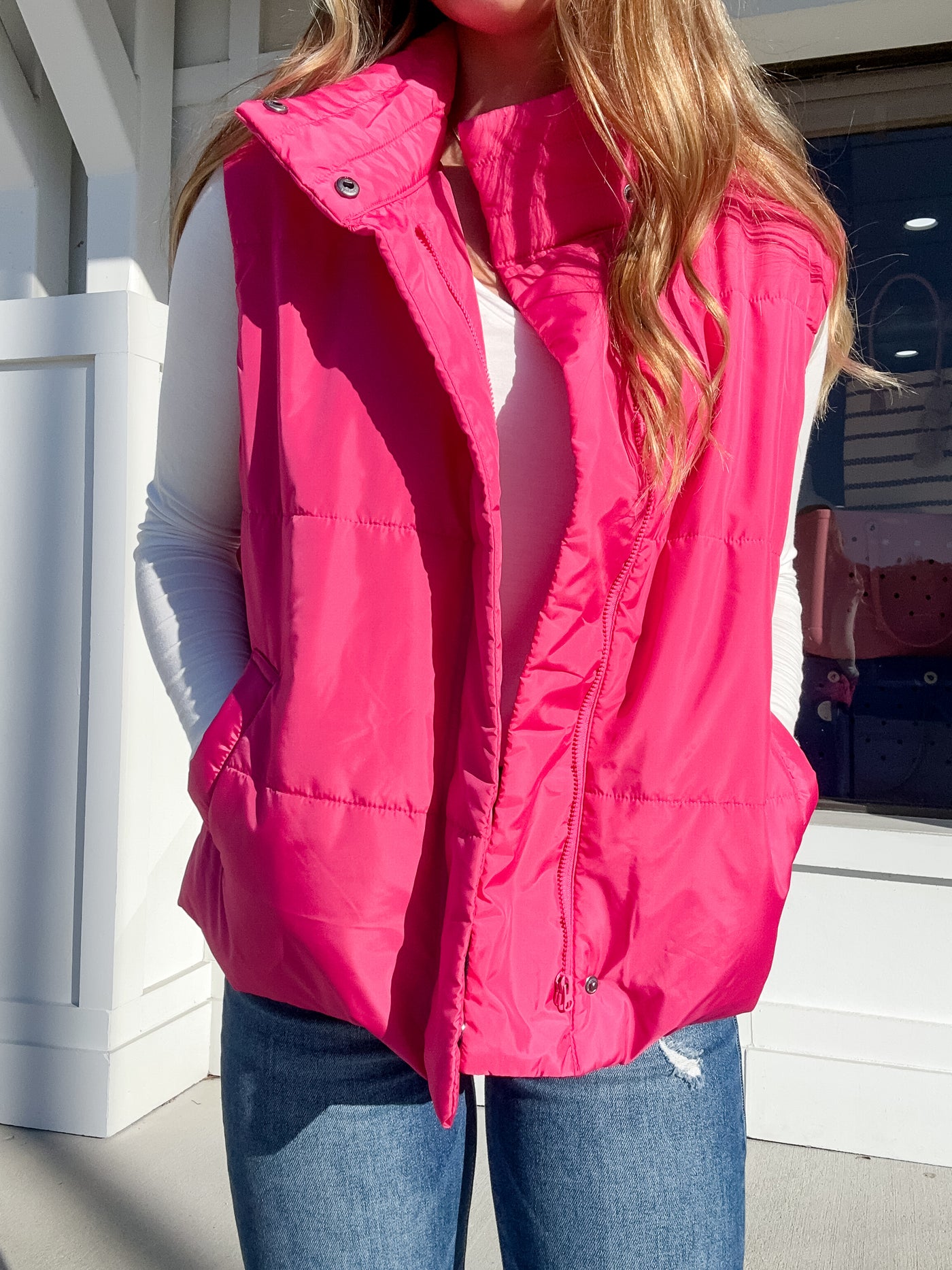 Poppy Pink Quilted Vest