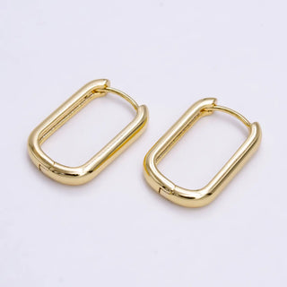 14K Gold Filled 18mm Oblong Minimalist Huggie Hoop Earrings