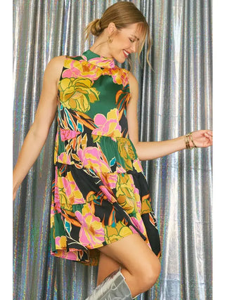 Free Fall Floral Ruffle Dress