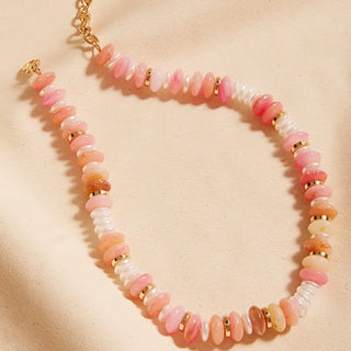 Oval Resin Disc Beaded Necklace