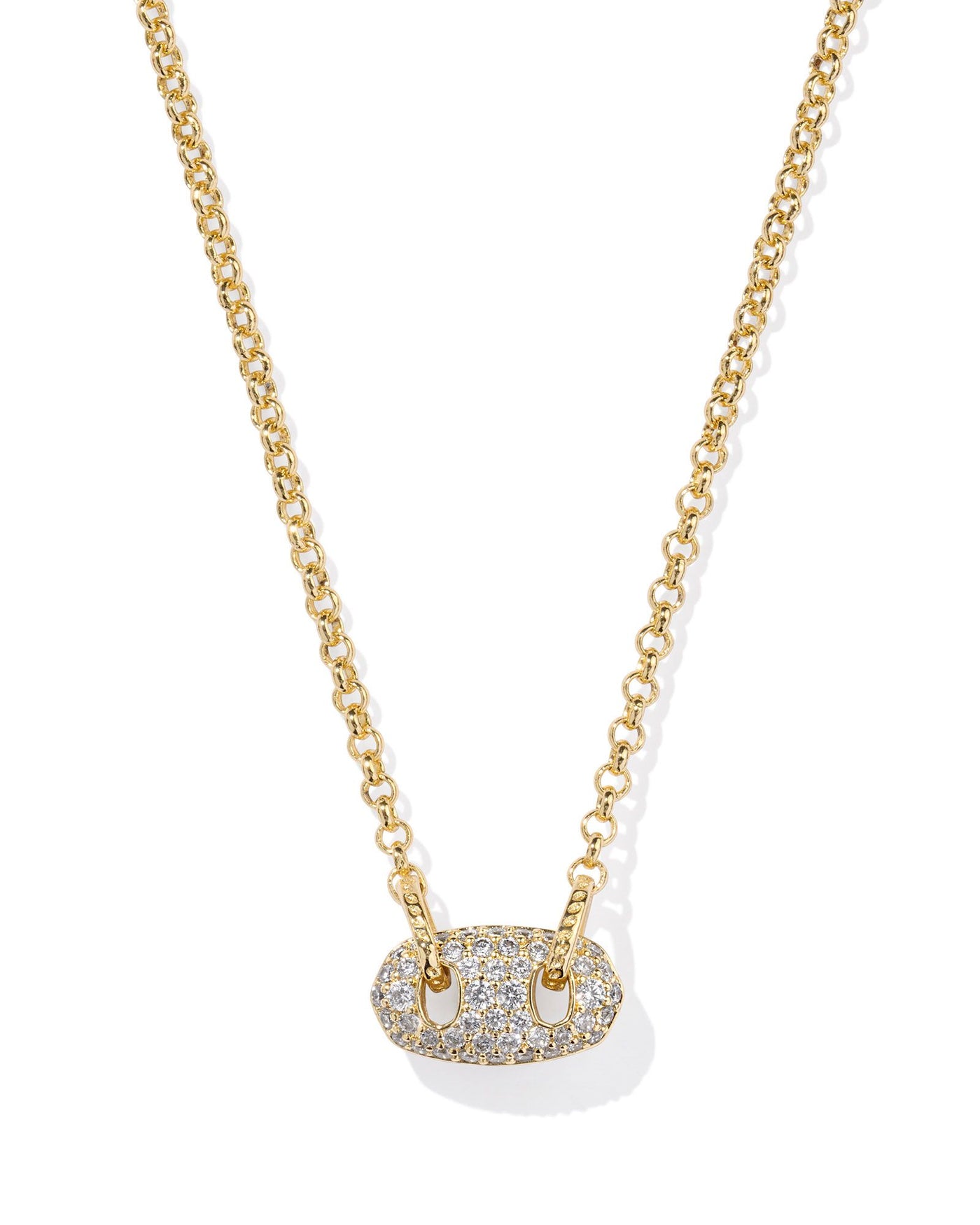 Bailey Pave Pendant Necklace Gold White Crystal