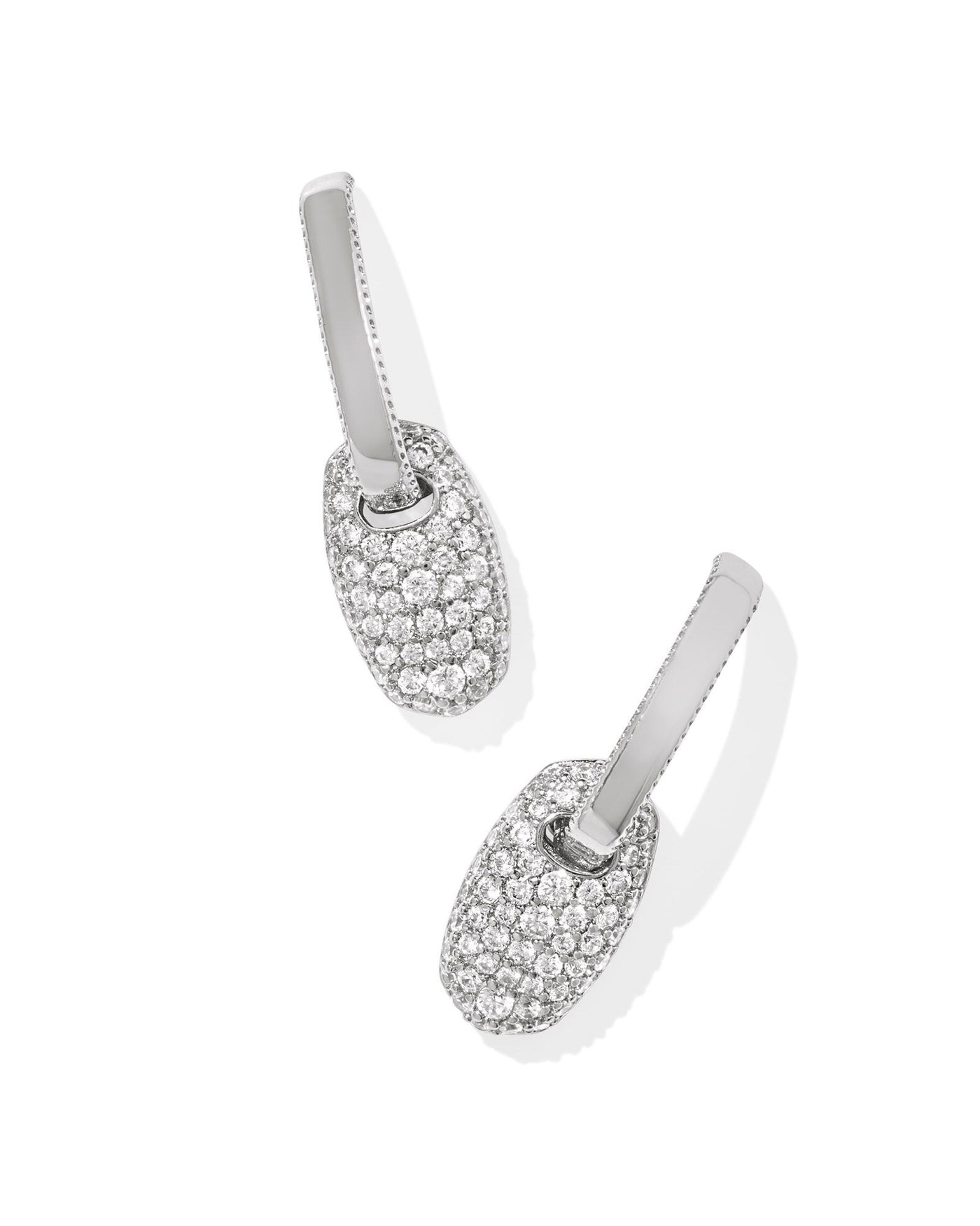 Bailey Pave Huggie Earring Silver White Crystal