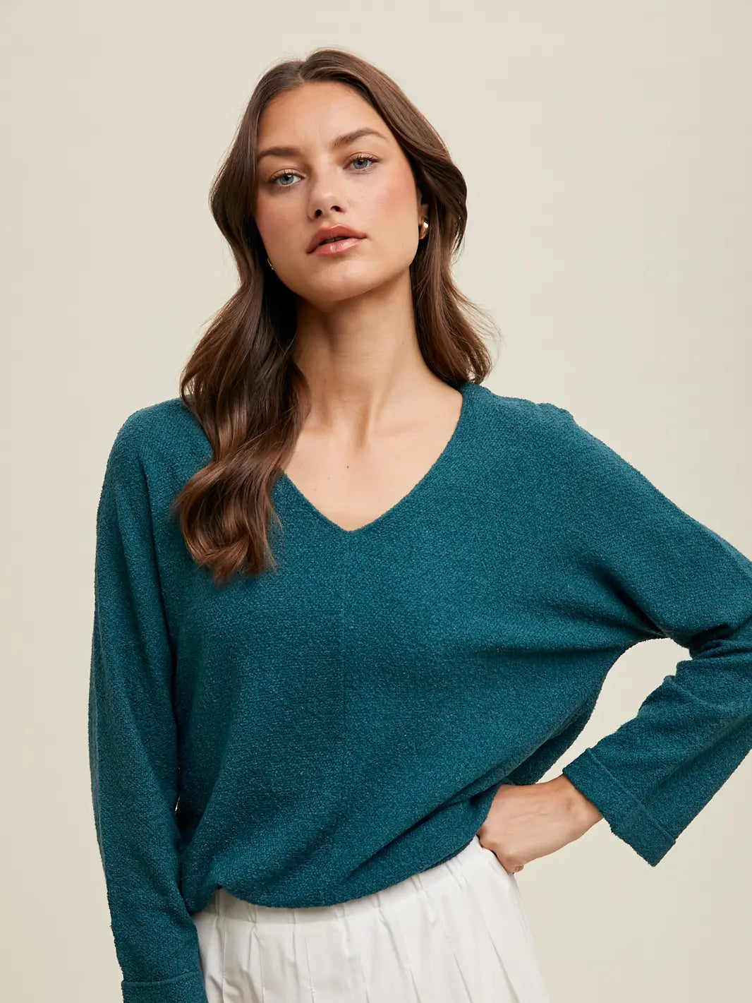 Teal Textured Lightweight Sweater
