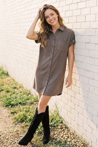 Suede Shirt Dress