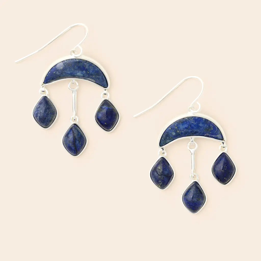 Stone Crescent Drop Earrings