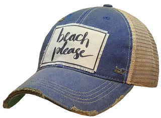 Beach Please Distressed Trucker Cap