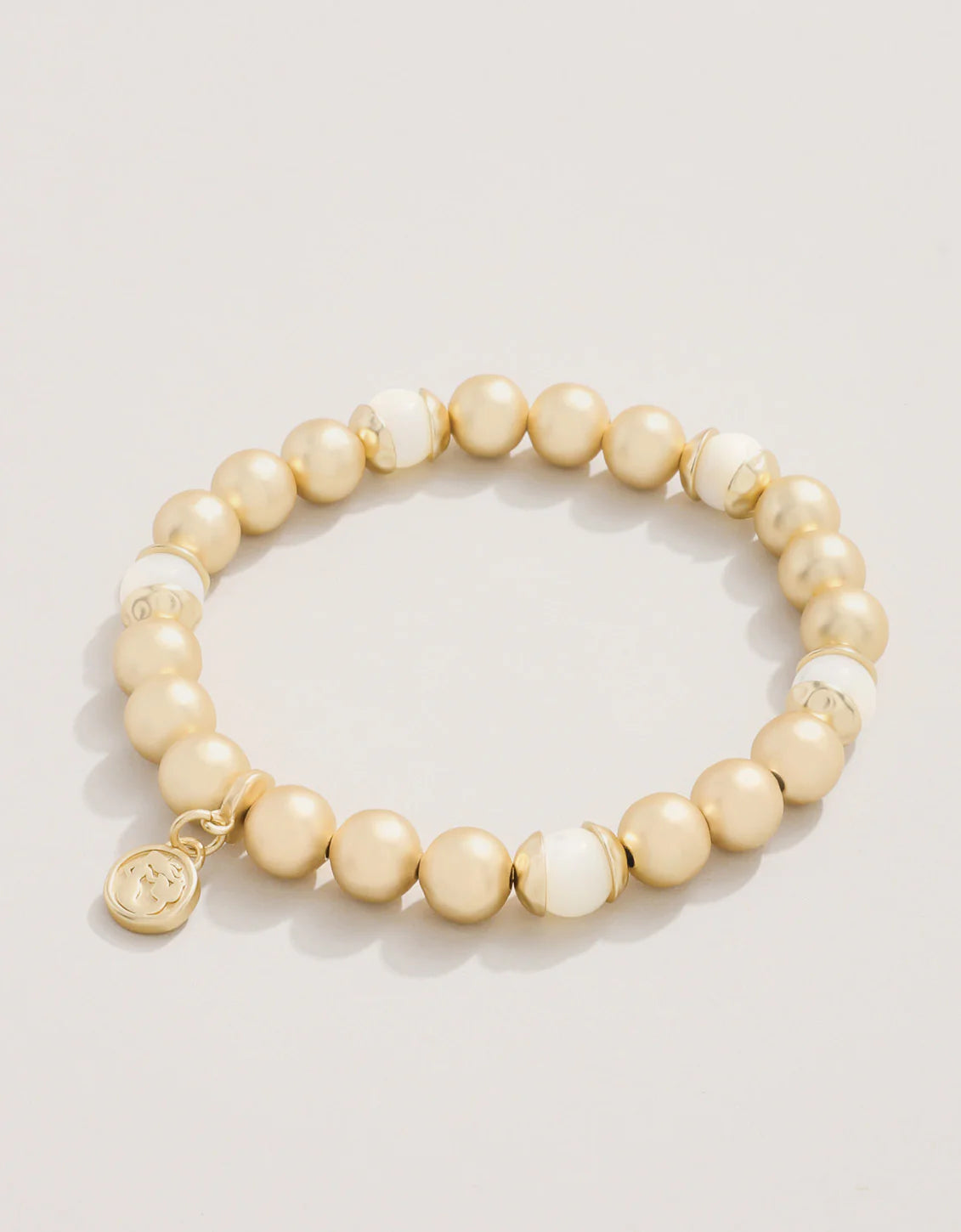 Spartina Golden Stretch Bracelet 8mm Mother-of-Pearl
