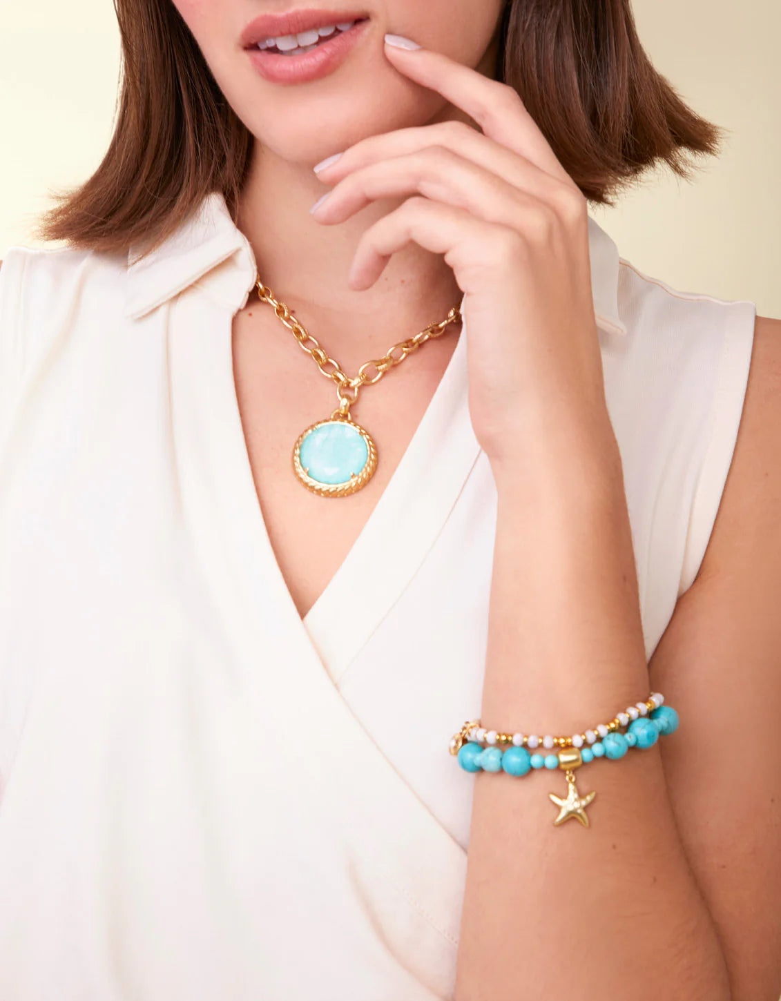 Spartina Charmed Stretch Bracelet 10mm Turquoise/Starfish