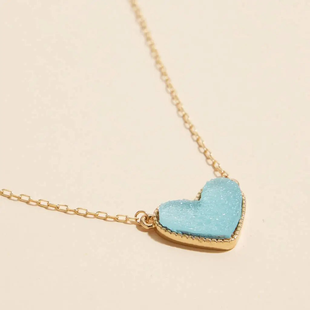 I Heart You Druzy Stone Necklace