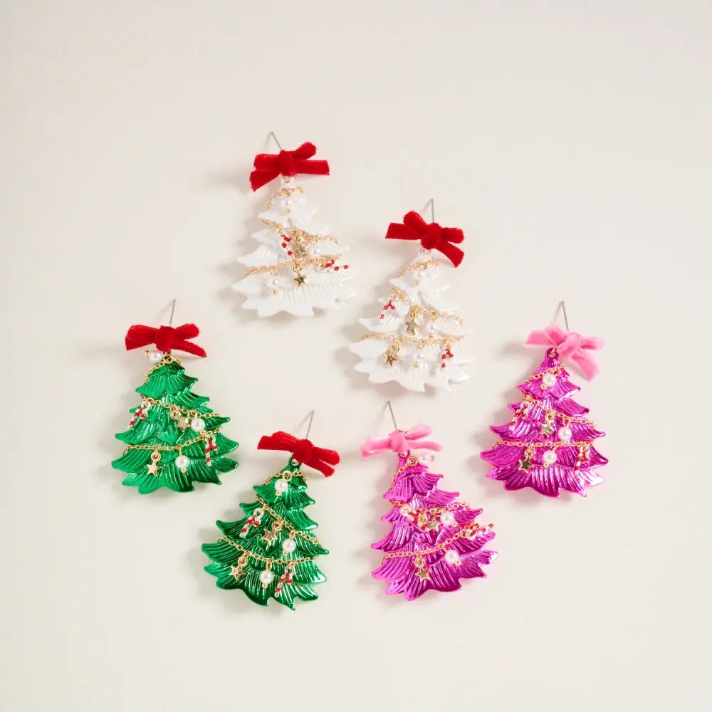 Ribbon Christmas Tree Earrings