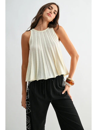 Sleeveless Knit Top with Flared Hem