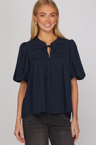 Pintuck Woven Top