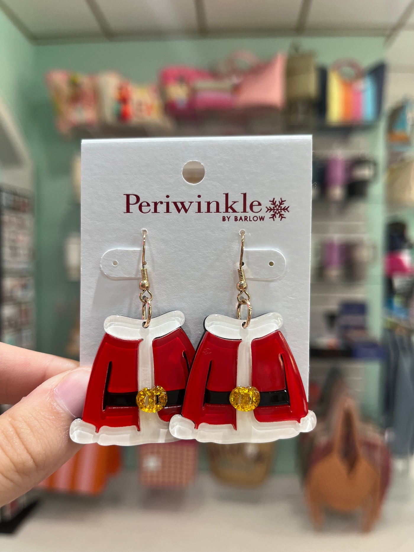 Periwinkle Stylish Mrs. Claus Earrings