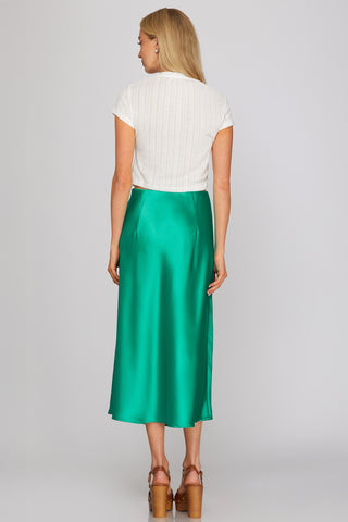 Satin Chic Midi Skirt