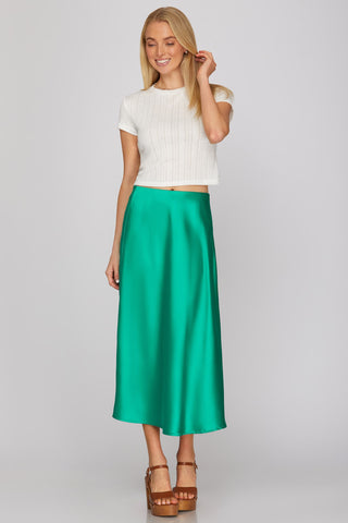 Satin Chic Midi Skirt