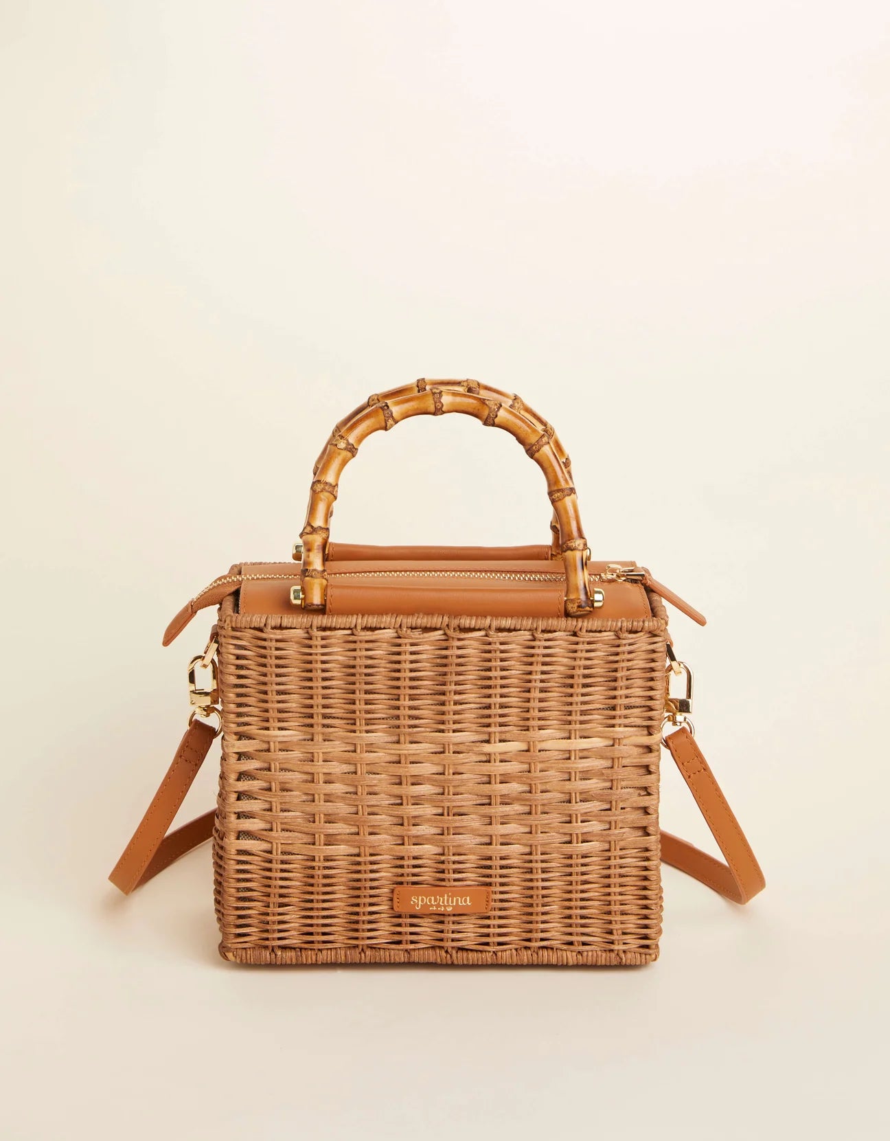 Spartina Bamboo Rattan Satchel Nutmeg