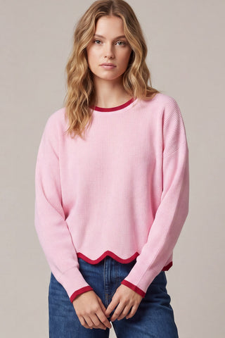 Candy Pink Contrast Sweater