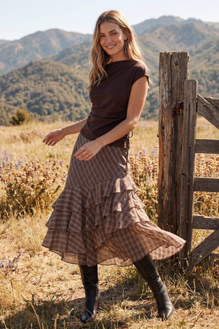 Frilly Fall Midi Skirt