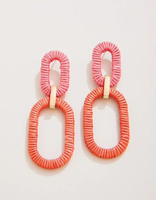 Spartina Straw Link Earrings Red