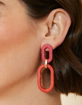 Spartina Straw Link Earrings Red