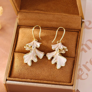 Fashion Gold Ginkgo Leaves Dangle Earrings