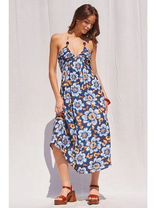 Printer Halter Midi Dress