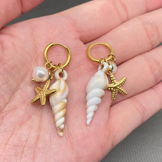 Resin Conch Huggie Earrings