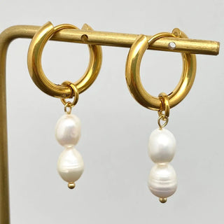 Duo Pearl Huggie Earring