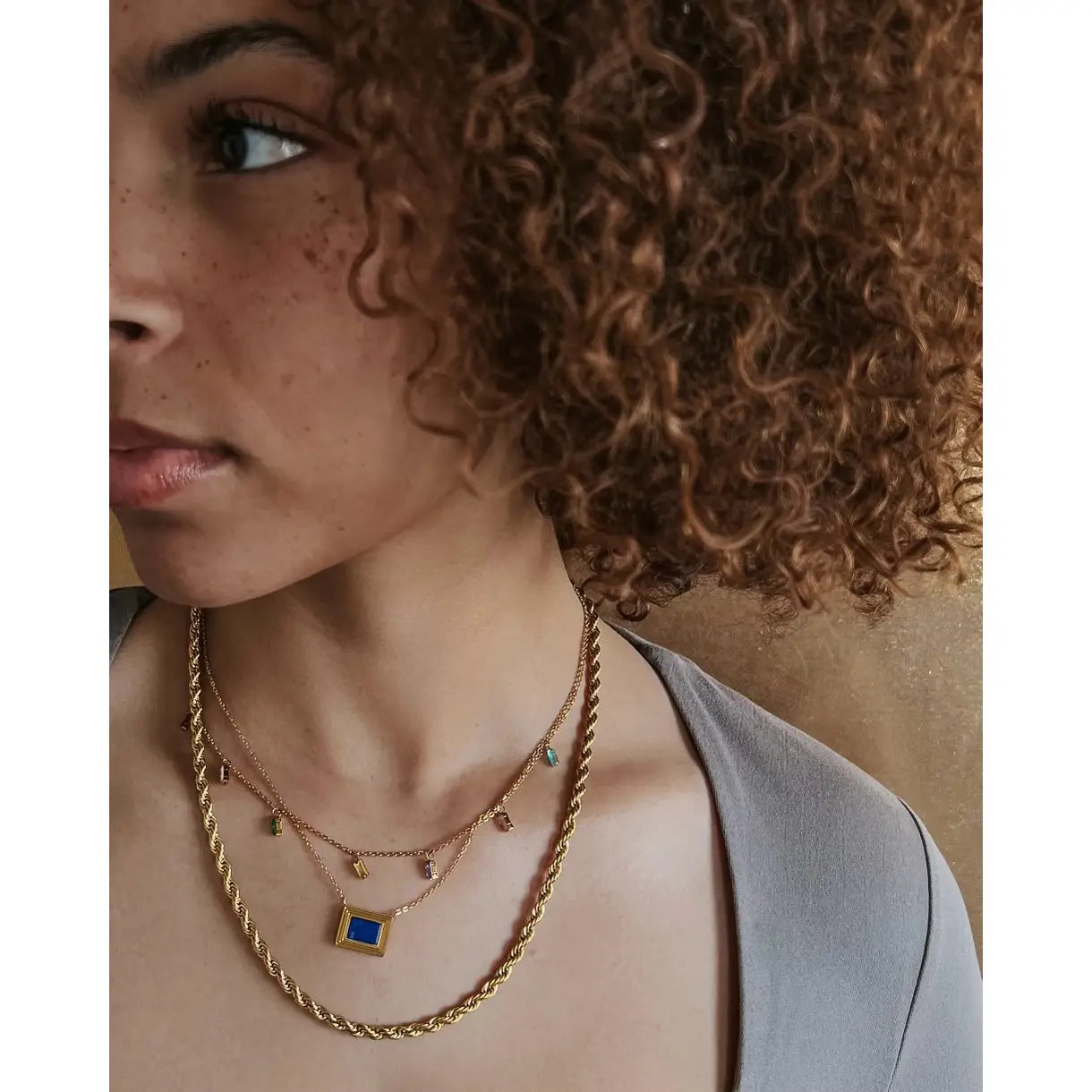 Linka Gold Lapis Necklace