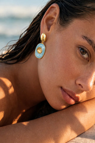 Sahira Glenda Light Blue Drop Earring - Tarnish Resistant