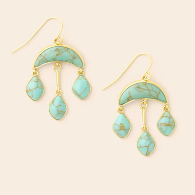 Stone Crescent Drop Earrings