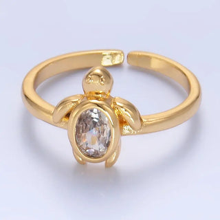 24K Gold Filled Turtle CZ Ring