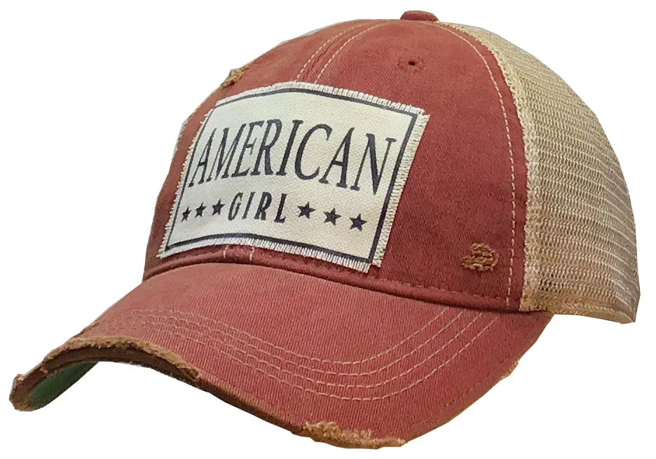 American Girl Distressed Trucker Cap