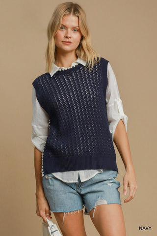 Umgee Sleeveless Contrast Vest