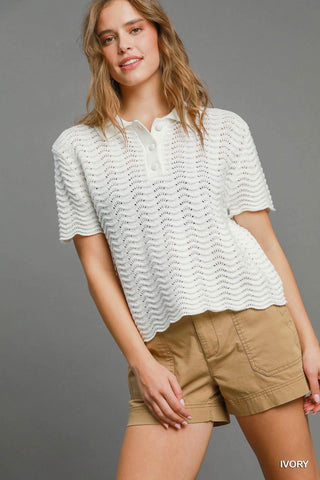 Umgee Wavy Knit Sweater Top