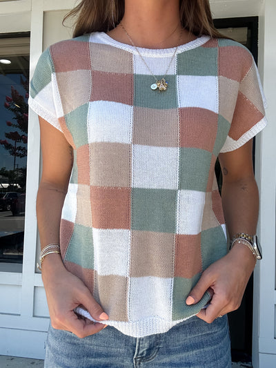 Checkered Sweater Top