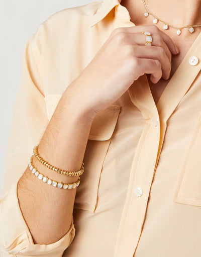 Spartina 5mm Stretch Bracelet Gold Disk