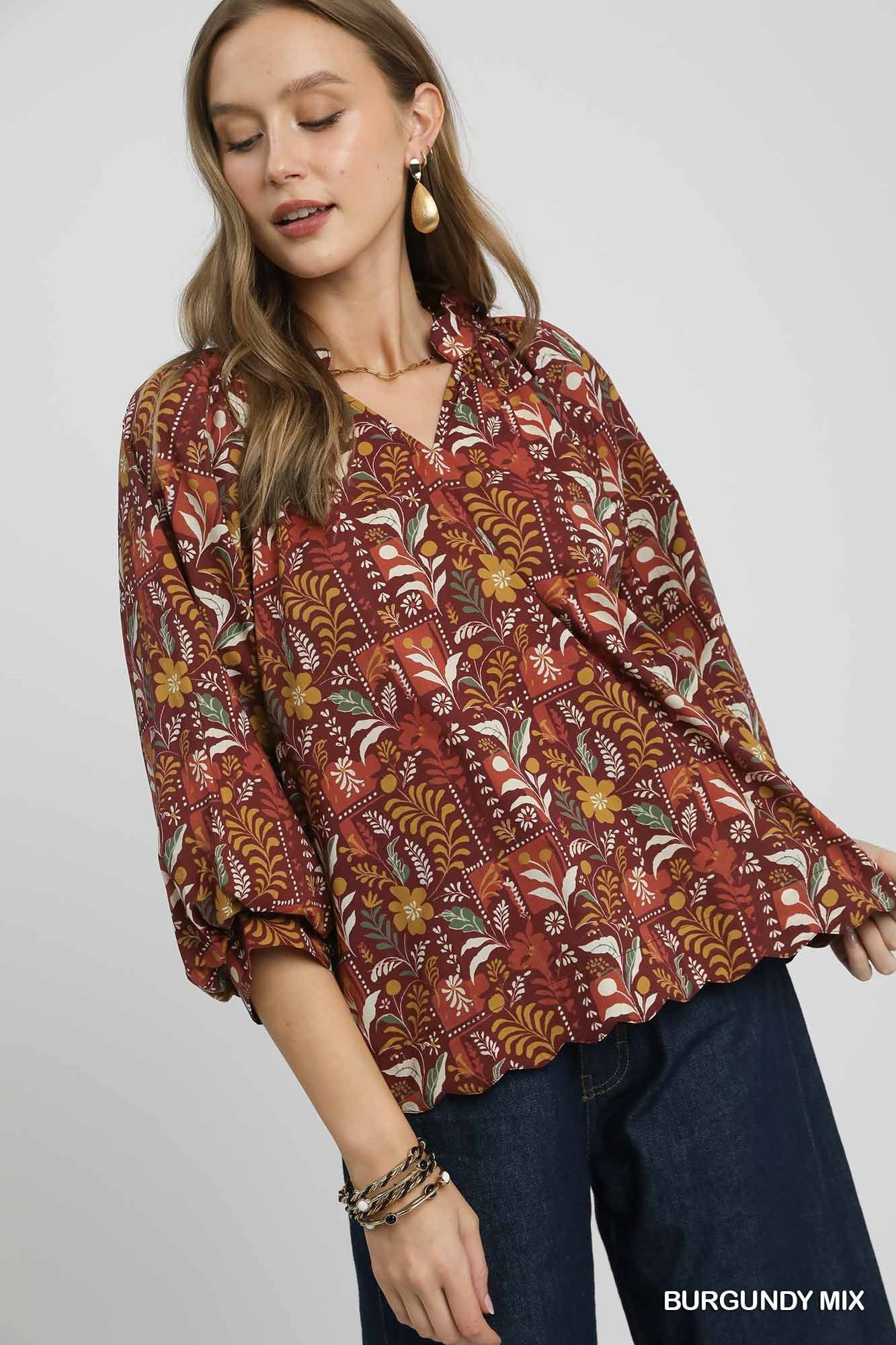 Umgee Scallop Hem Blouse