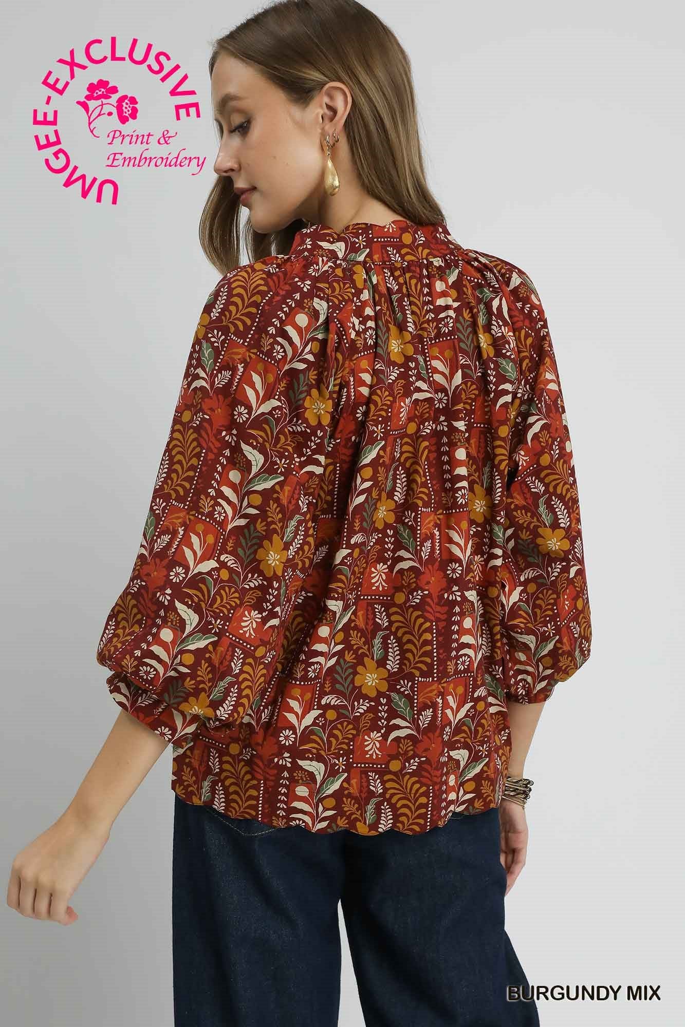 Umgee Scallop Hem Blouse