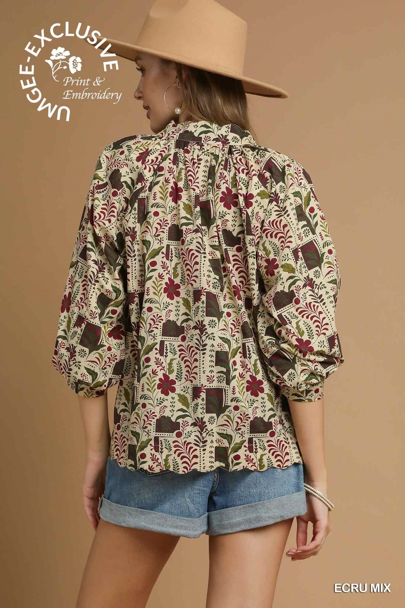 Umgee Scallop Hem Blouse