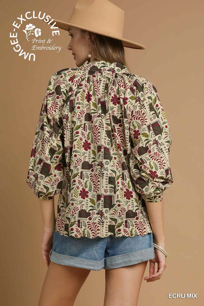 Umgee Scallop Hem Blouse