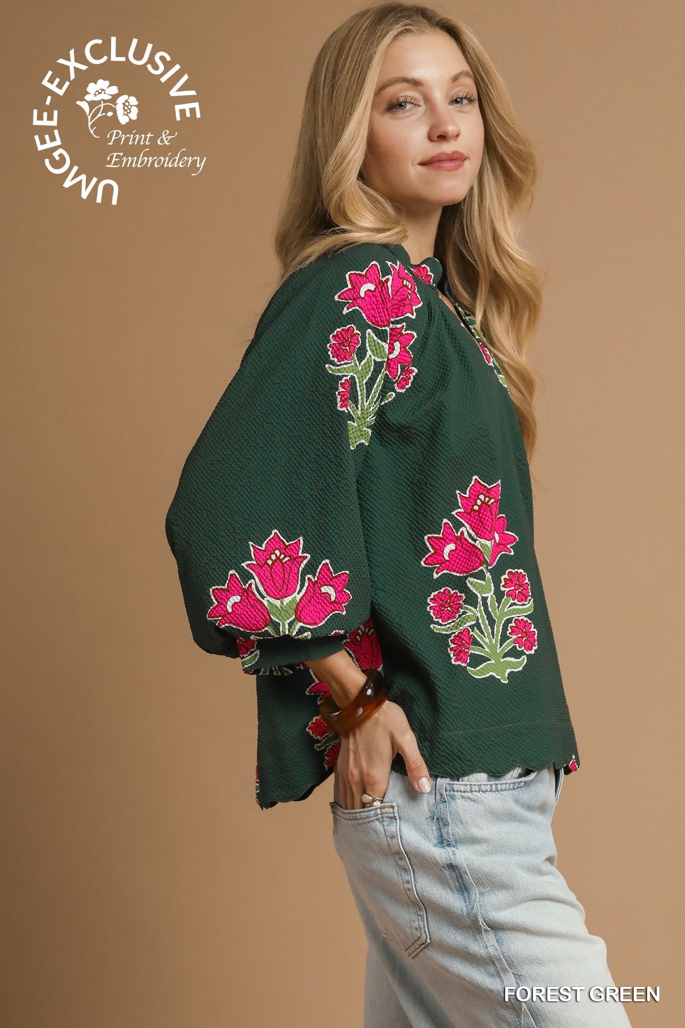 Umgee Tulip Print Blouse